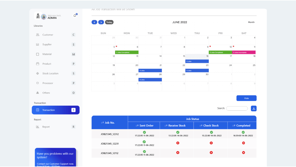 Job schedule and status